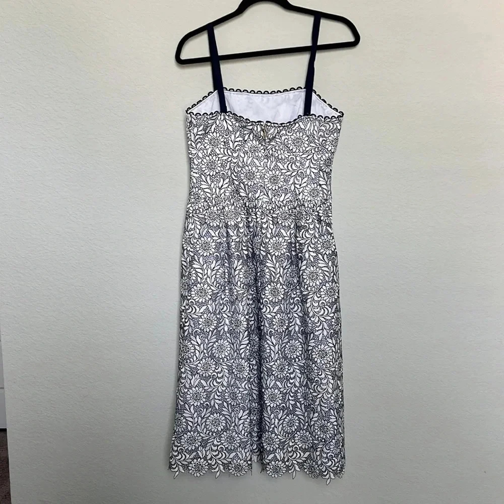 Draper James Navy Blue & White Floral Lace Midi Dress - Picture 3 of 7